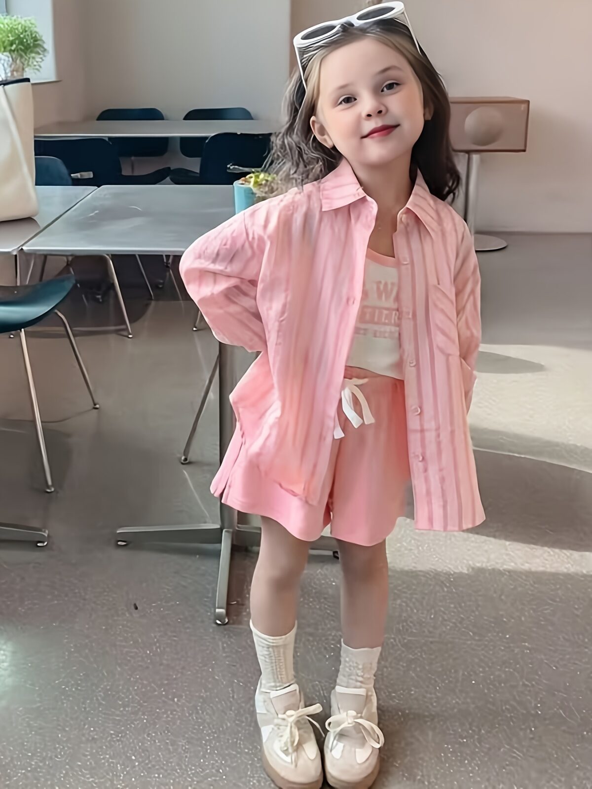 Adorable girl wearing Newness Riviera Chic summer outfit a stylish and breathable dress perfect for sunny days