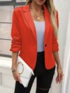 Crimson Chic Stylish Red Womens Blazer   Flattering three quarter sleeves loose fit lightweight polyester