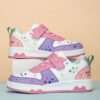 Stylish white and black star speckled sneakers for girls perfect for casual wear Breathable PU upper non slip TPR sole and EVA cushioned insole for all day comfort