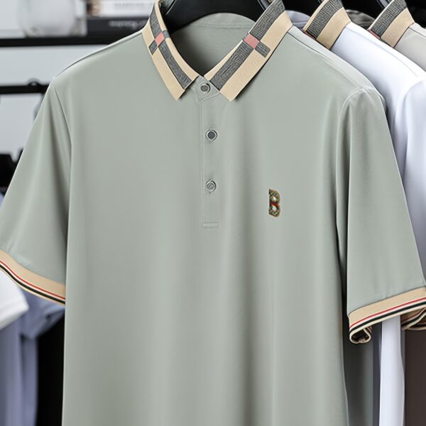 Newness Summer Breeze Men's Casual Polo Shirt in stylish alphabet pattern, perfect for summer. Short sleeve, breathable and fashionable.
