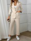 Flattering and versatile womens springautumn suit set in lightweight polyester Perfect for curvy figures ideal for work or weekend wear