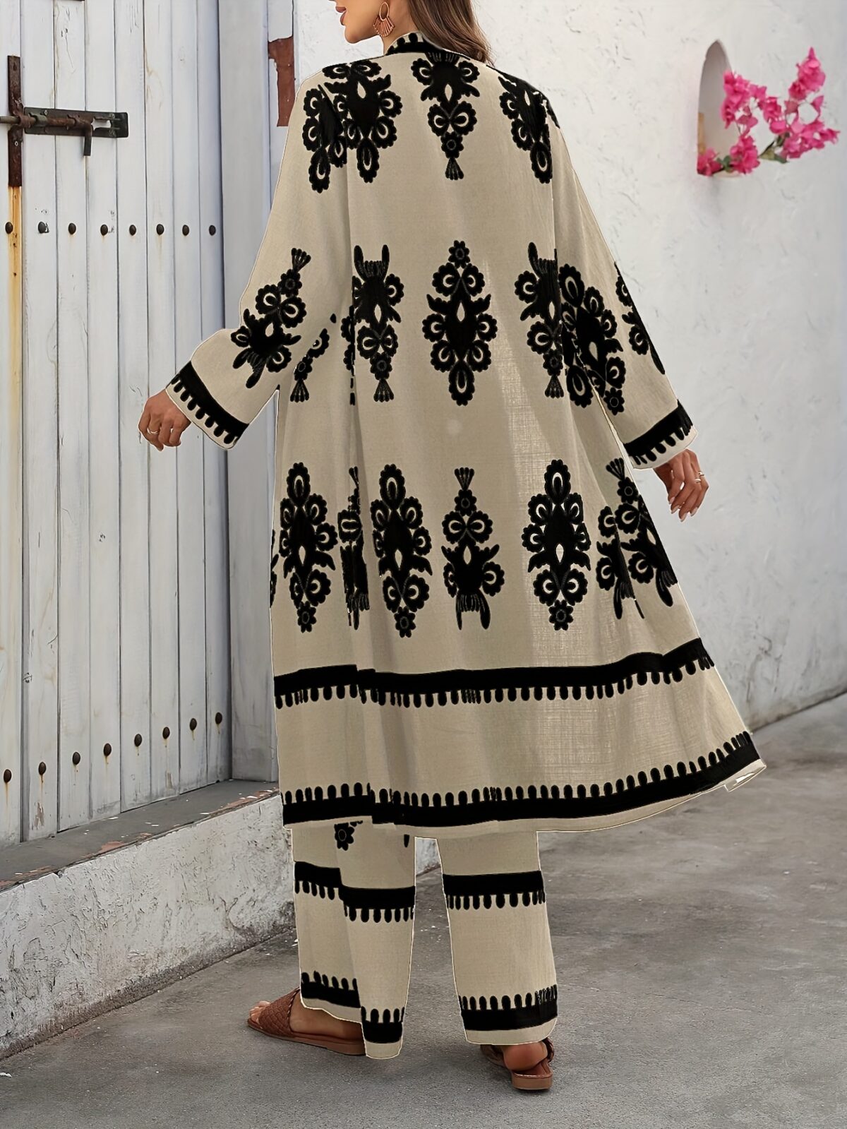 Effortless Chic Printed Pant Set in spring ready print showcasing the comfortable and stylish design