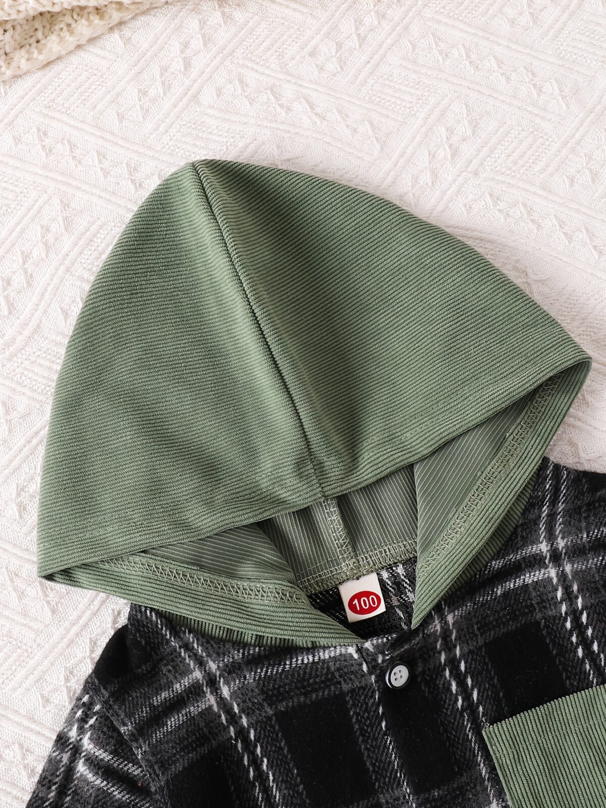 Stylish boys plaid hooded set perfect for spring and fall adventures Durable polyester trendy plaid design and practical pocket