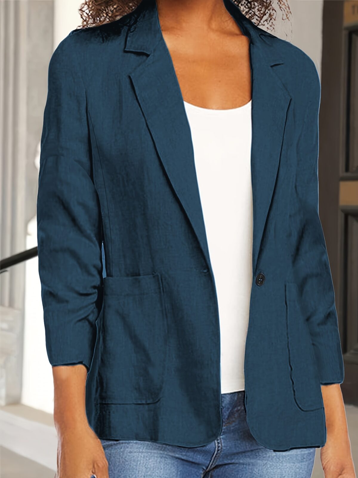 Flattering plus size Autumn Chic blazer in a rich fall color showcasing its versatile style and comfortable fit Perfect for fall and winter