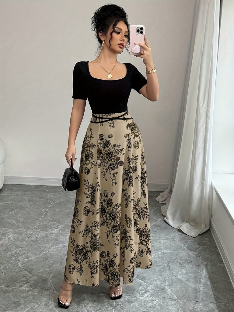 Effortlessly chic Newness Botanical Bloom Floral Print Dress, perfect for any occasion.
