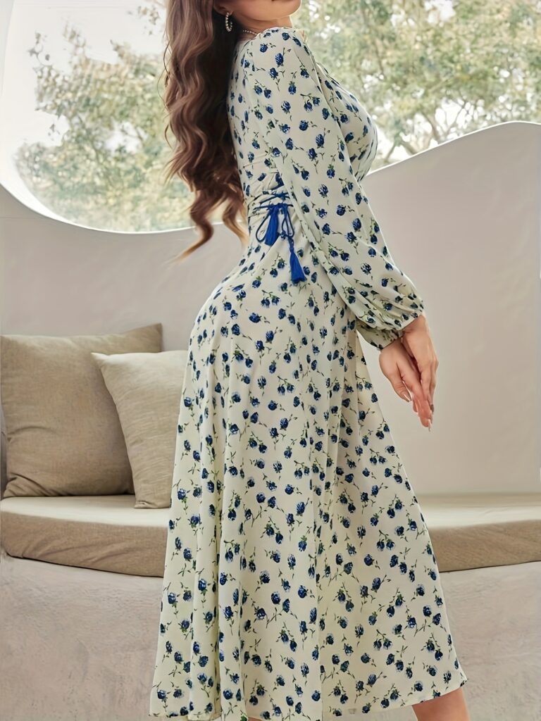 Effortlessly chic Azure Bloom Floral Print Dress by Newness, perfect for any occasion.