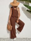 Effortless Chic Solid Color Two Piece Set in luxurious polyester and elastane Flattering silhouette perfect for any occasion