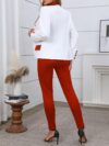 The Newness Milan Patchwork Casual Suit in a chic modern design perfect for spring and fall The image shows a full body view of the suit highlighting the unique patchwork details