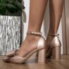 Newness Champagne Sparkle Block Heel Pumps showcasing champagne colored heels with a sparkling bow detail perfect for weddings parties and formal events