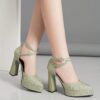 Sage Blossom Green Platform Heels by Newness Chic and comfortable green platform heels perfect for any occasion