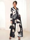 Stylish monochrome two piece set with a geometric print Perfect for spring and summer