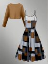 Newness City Chic Geometric Print Dress Set A stylish two piece dress set featuring a chic geometric print perfect for any occasion
