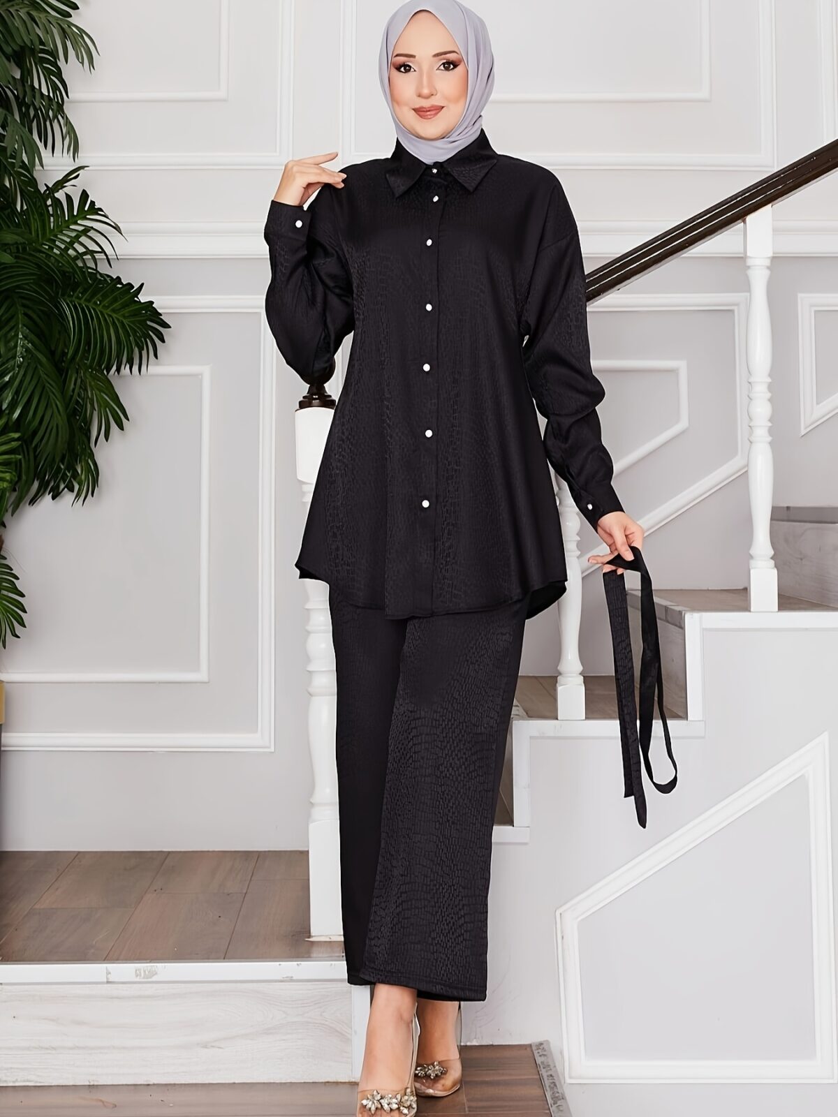 The Newness Executive Two Piece Workwear Set in luxurious polyester showcasing a chic and comfortable silhouette perfect for the modern professional