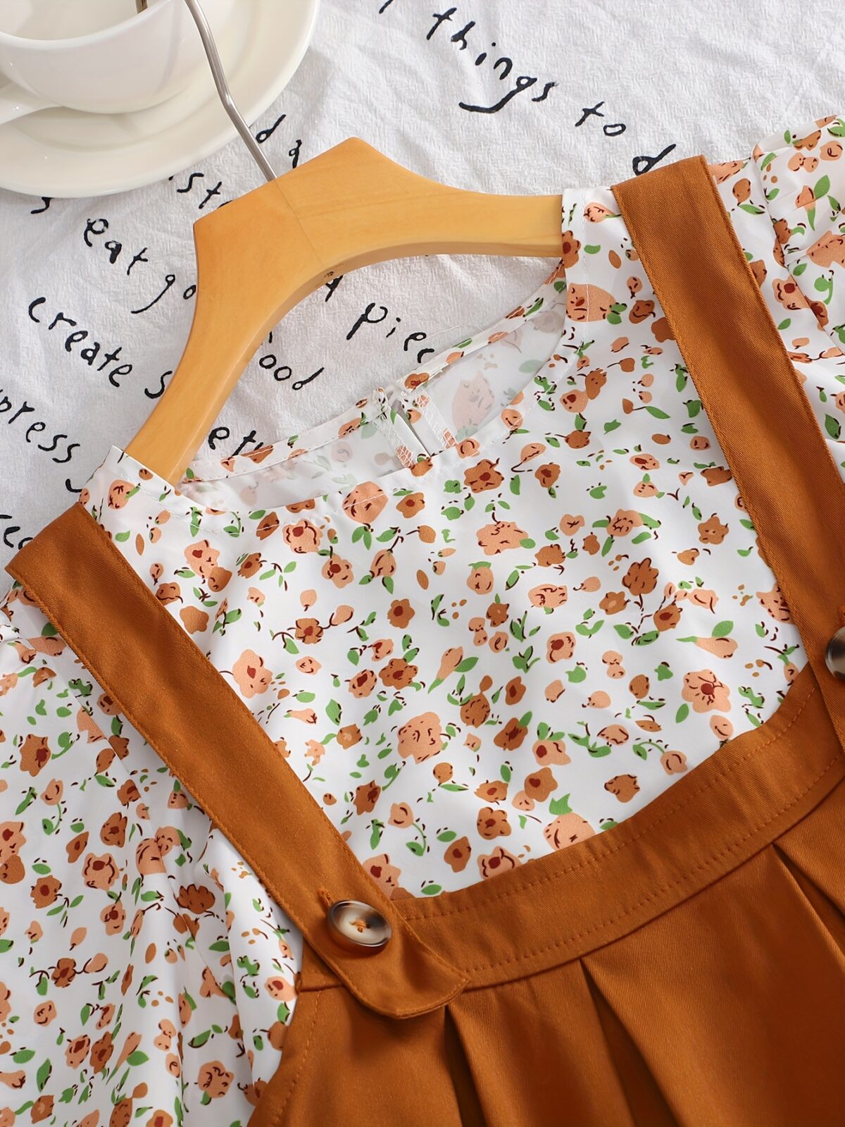 Newness Whimsical Meadow Floral Print Dress Set A charming autumnal dress and skirt set in a delightful floral print
