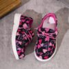 Adorable girls heart canvas loafers in a trendy slip on style perfect for casual wear and outdoor fun Comfortable and stylish these heart patterned shoes are ideal for all seasons