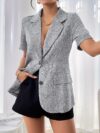 Newness Summer Breeze Womens Casual Short Sleeve Blazer in light gray polyester Versatile and stylish perfect for spring summer and fall