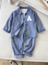 Stylish boys faux denim set perfect for outdoor play Two piece outfit in shades of denim ideal for spring and autumn adventures Durable and easy care