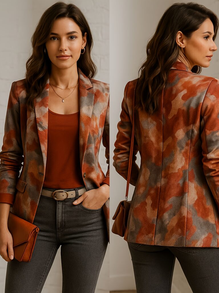 Women's H-Silhouette Blazer in versatile navy blue, showcasing its structured fit and tailored silhouette, perfect for the office or a night out.