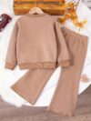 Girls Chic Velvet Two Piece Set in Burgundy Perfect for Fall and Winter