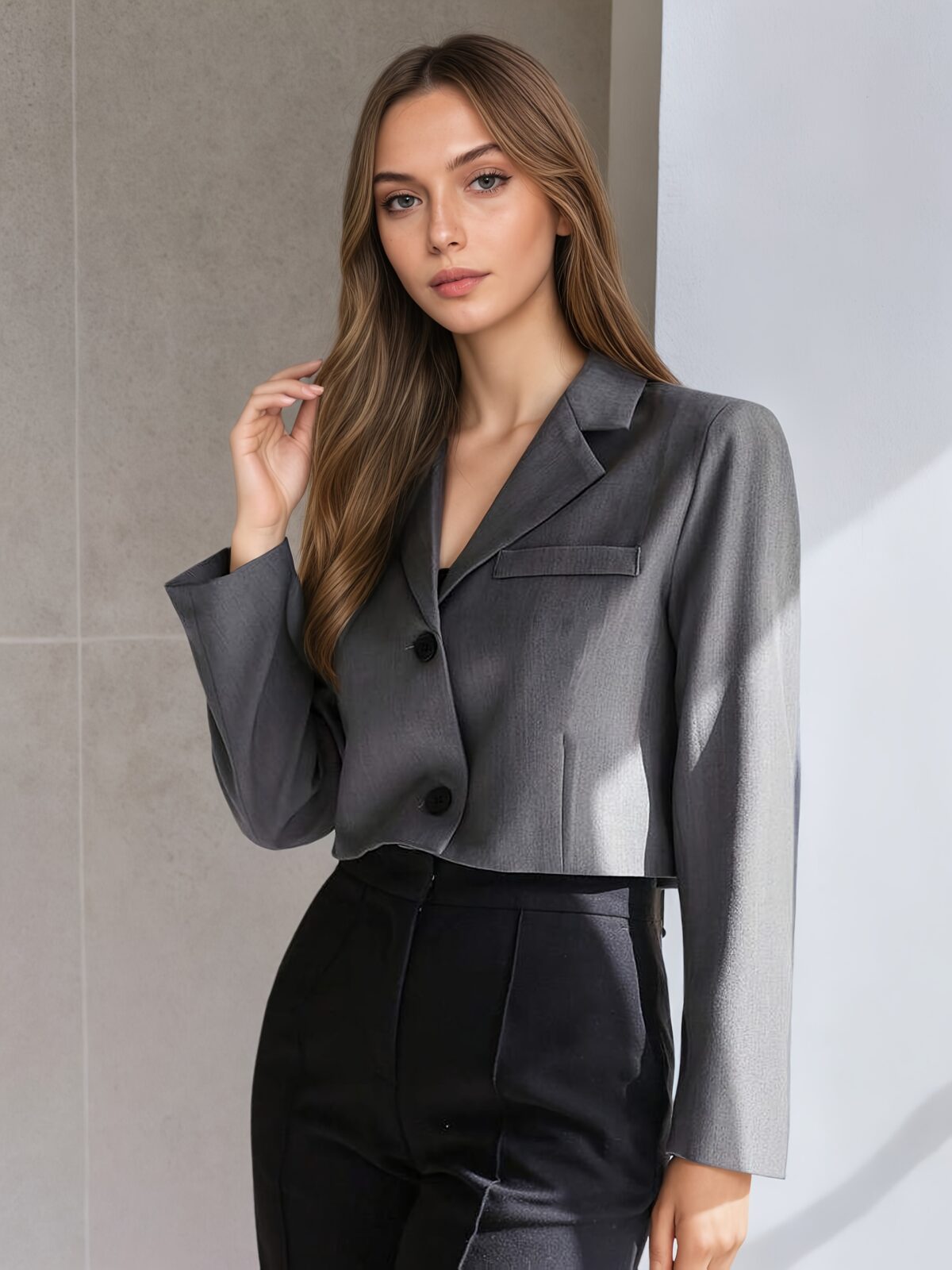 City Chic Short Grey Blazer a versatile and flattering grey blazer perfect for work or weekend wear