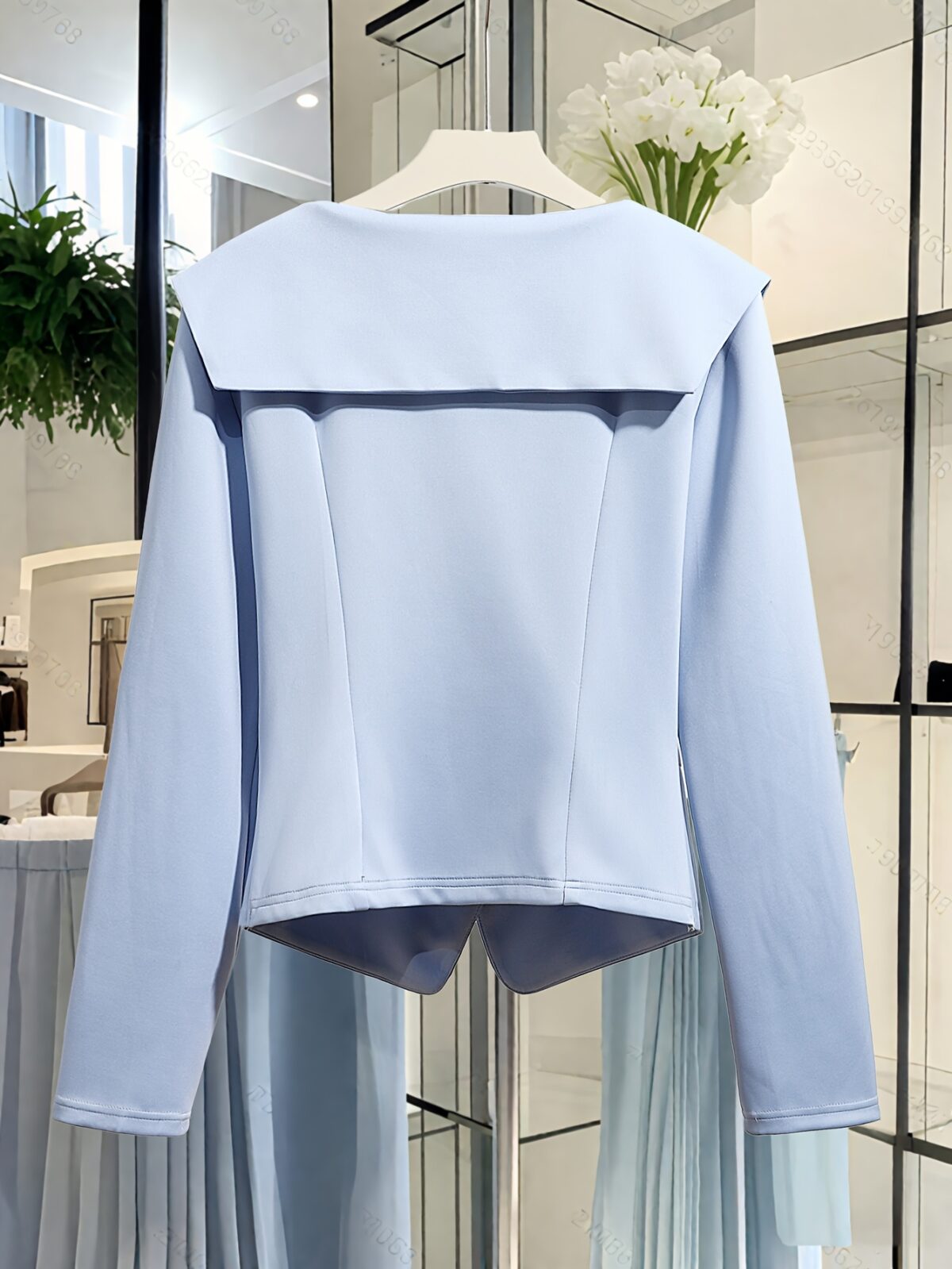 Skyline Chic Elegant Light Blue Blazer for Women Flattering fit timeless appeal Perfect for any occasion
