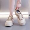 Newness womens beige casual sneakers showcasing comfort and style for everyday wear