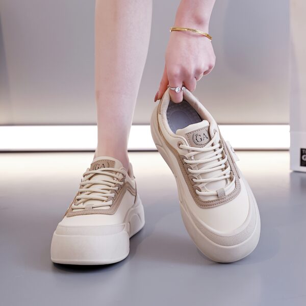 Newness womens beige casual sneakers showcasing comfort and style for everyday wear