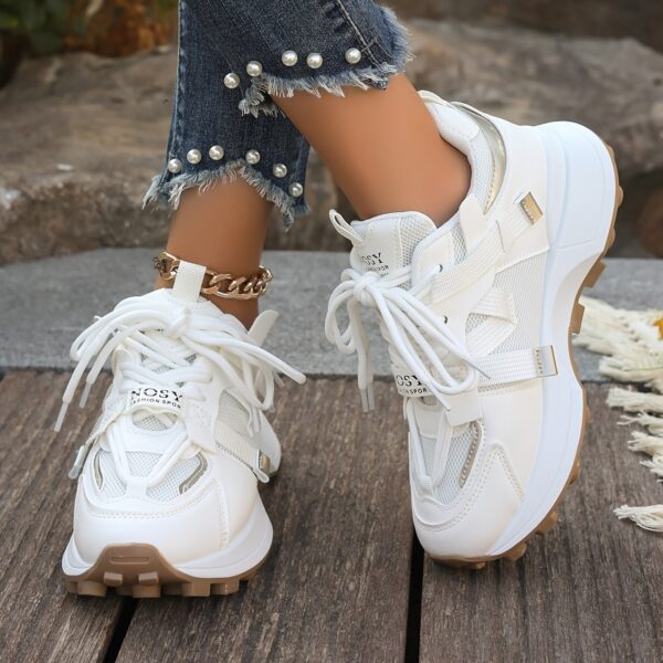 Newness Dubai Chic Womens Platform Sneakers Elevate your style with these versatile sporty and chic platform sneakers Perfect for any occasion