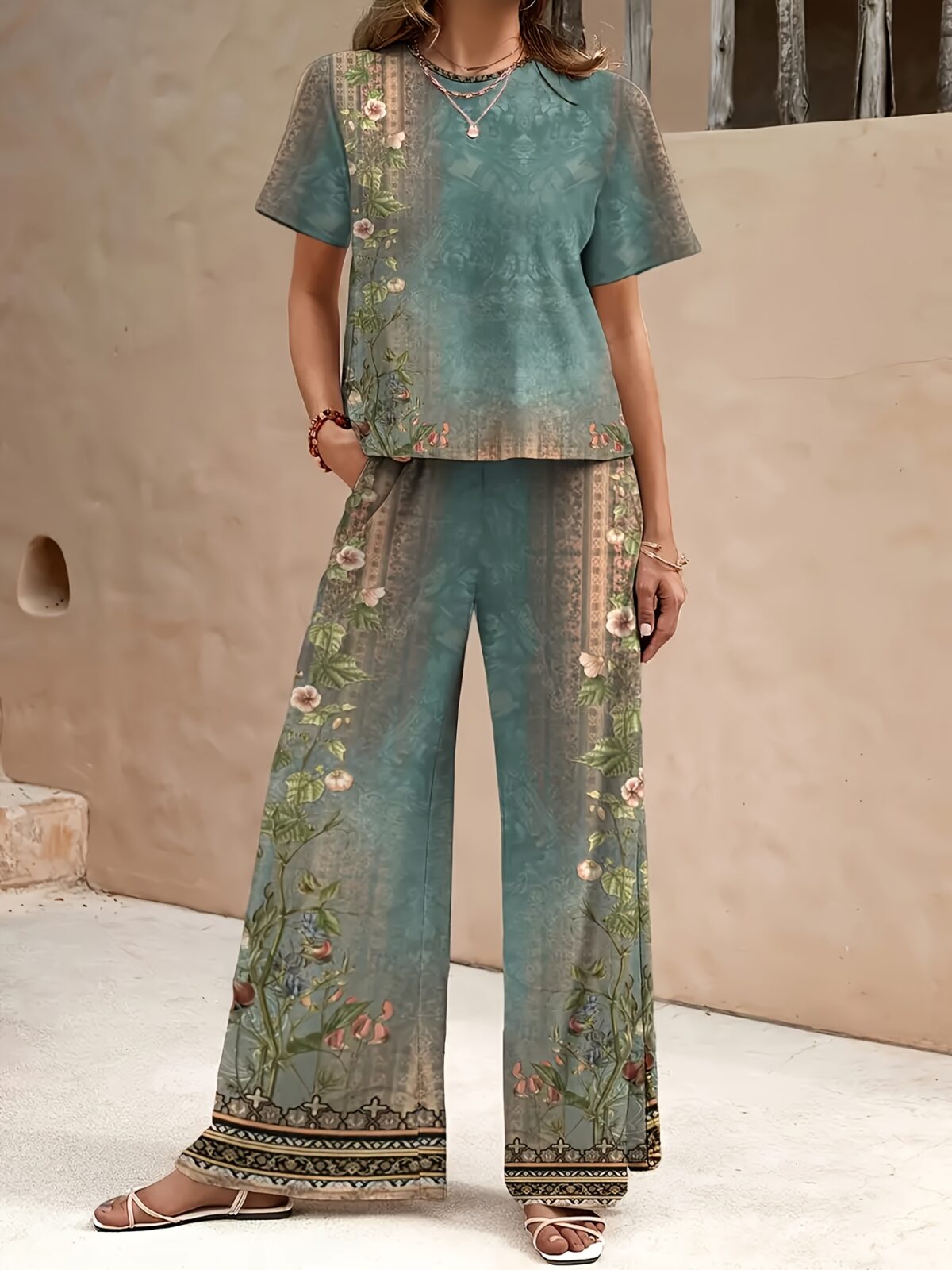 Effortlessly chic Casablanca Breeze Floral Print Two Piece Set from Newness Perfect for summer vacations and beach holidays