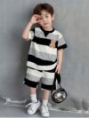 Little Champ Boys Color Block Set in springsummer colors A trendy outfit featuring a bear embroidery top and contrasting color plaid shorts perfect for playtime Ideal for boys over 3 years