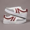Cityscape White Low Top Sneakers with maroon accents showcasing comfortable fit and style