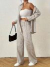 Effortless Chic Solid Color Pants Set in autumnal hues perfect for a stylish and comfortable fall look