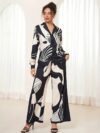 Stylish monochrome two piece set with a geometric print Perfect for spring and summer