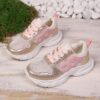 Adorable girls mesh sneakers in pink and white with glittery accents perfect for spring summer or fall Breathable and comfortable for active play