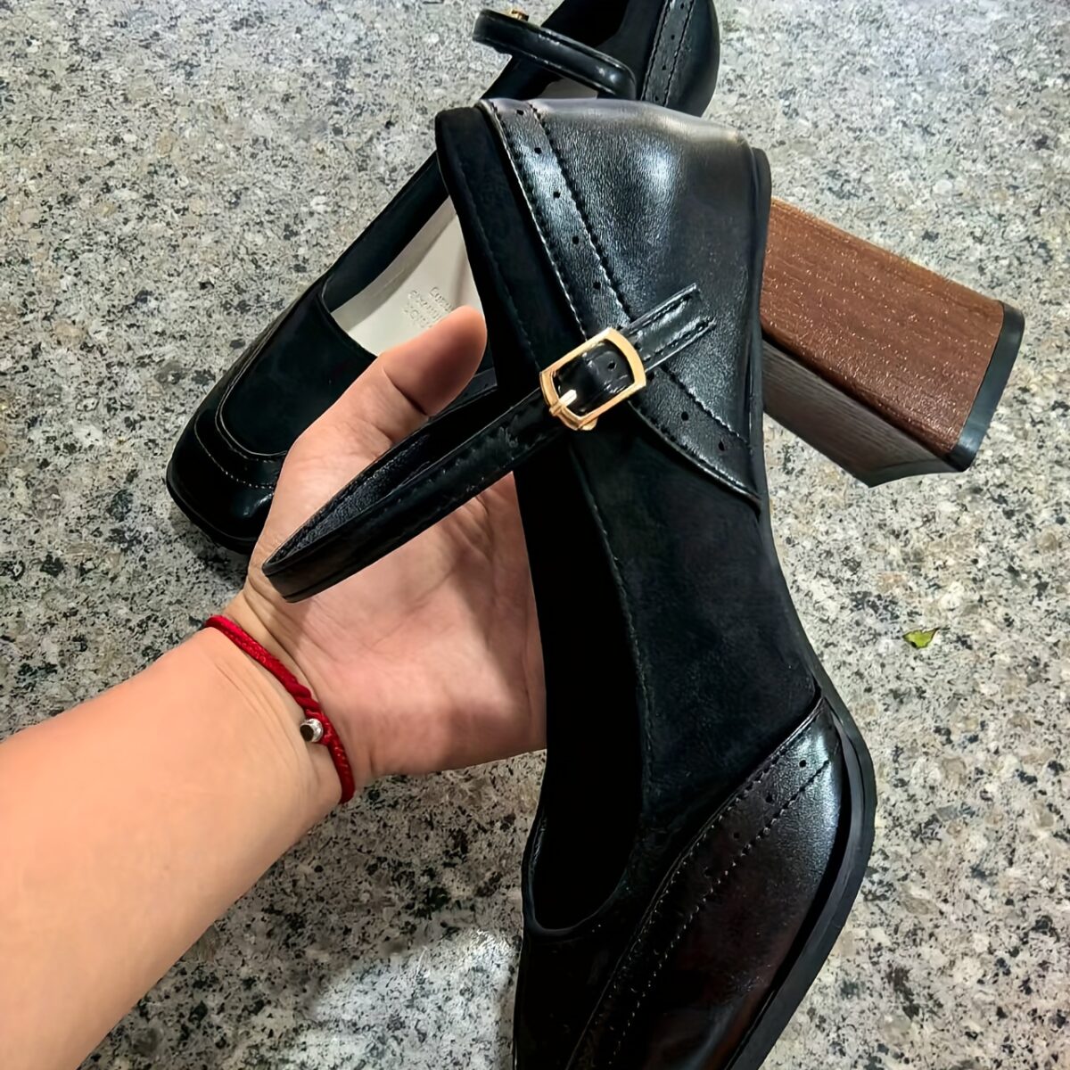 Newness Timeless Square Toe Mary Janes Classic black square toe Mary Jane shoes with a comfortable low heel showcasing a vintage inspired design with modern appeal
