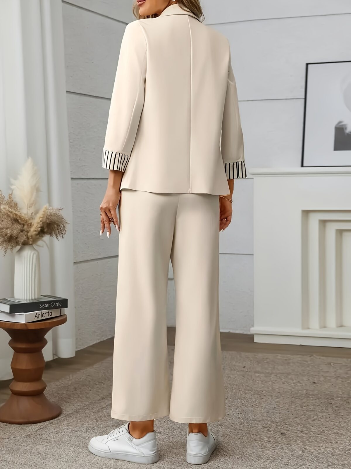 Flattering and versatile womens springautumn suit set in lightweight polyester Perfect for curvy figures ideal for work or weekend wear