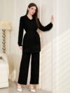 The Newness Minimalist Solid Color Set A sophisticated two piece outfit in a minimalist solid color perfect for spring and fall transitions Model showcases the versatile styling options