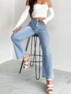 Effortless Chic Wide Leg Jeans by Newness in vintage washed denim showcasing a flattering wide leg silhouette and comfortable fit