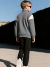 Stylish boys casual hoodie and sweatshirt set in trendy colors featuring a letter print long sleeves and pockets Perfect for fall and winter