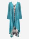 Effortlessly chic Casablanca Tribal Print Maxi Dress Set from Newness perfect for vacations or casual dates Features a flowing maxi dress with a vibrant tribal print