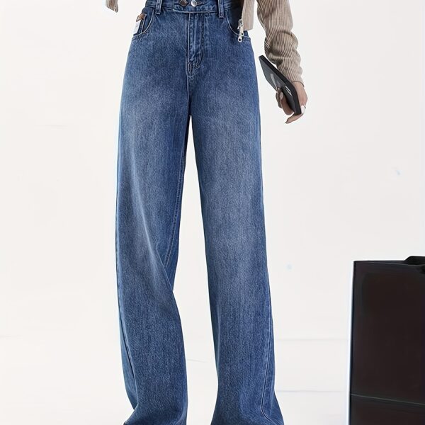Newness Vintage Straight Leg Jeans A model wearing perfectly fitting light wash straight leg jeans with a vintage look