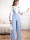 Girl wearing a whimsical floral print outfit ideal for spring and autumn