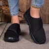 Womens wide fit sneakers with adjustable straps soft fabric upper and breathable design in color