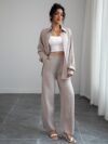 Effortless Chic Relaxed Casual Set in premium polyester Model wearing a comfortable and stylish two piece outfit perfect for everyday wear
