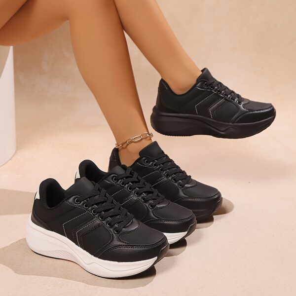Newness Elevated Comfort Chunky Platform Sneakers A stylish close up showcasing the platform sole detailing and arch support