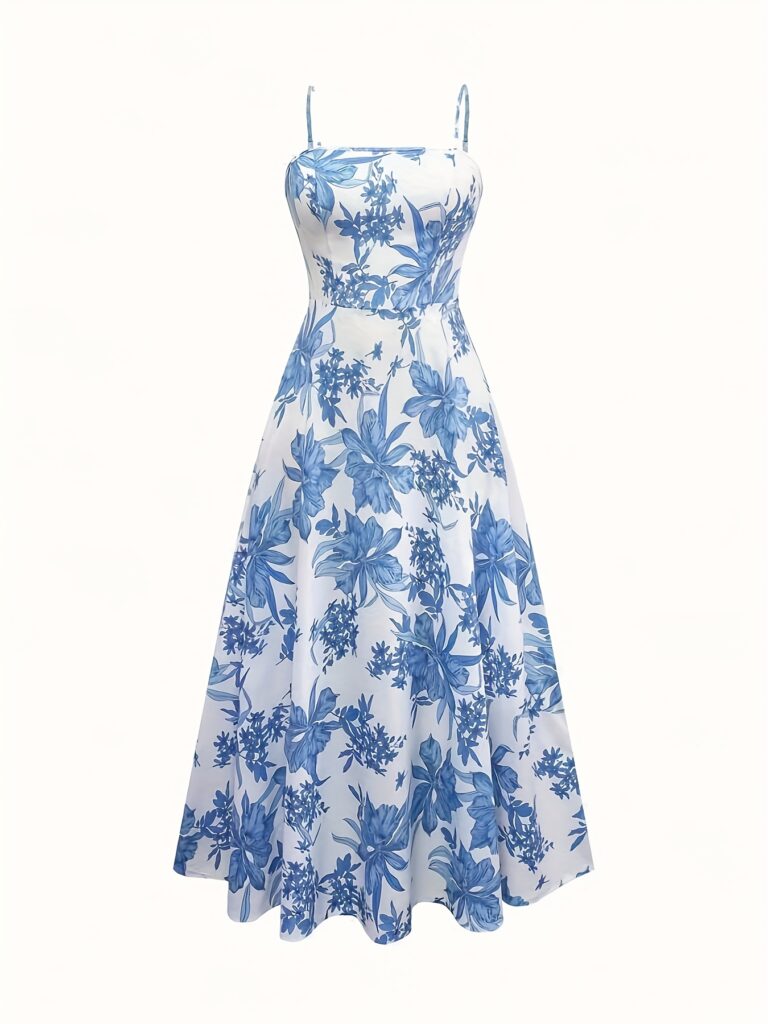 Effortlessly elegant Newness Summer Solstice Floral Print Dress Set. A sophisticated two-piece set featuring a floral print dress and matching accessories, perfect for any occasion.