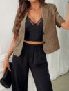 Stylish Brownish Golden Summer Breeze Womens Short Sleeve Blazer Loose Fit Perfect for Casual or Office Wear