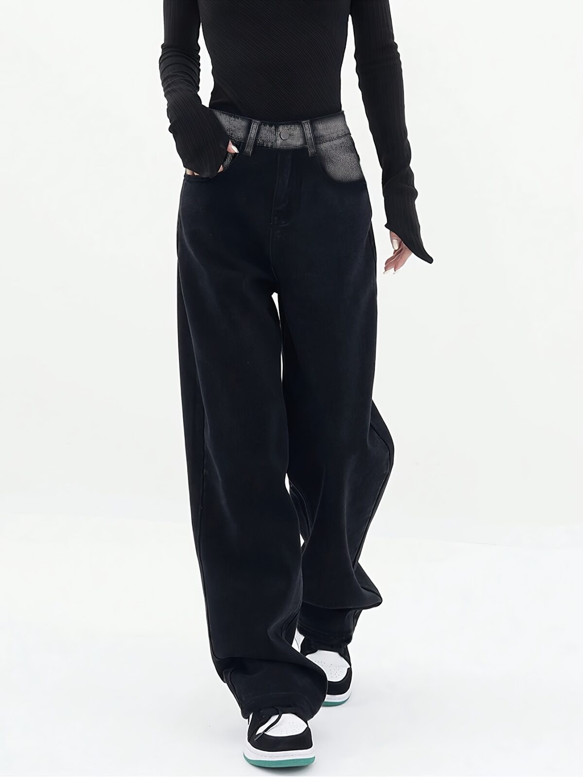 Newness Architect Black Wide Leg Jeans Chic relaxed fit wide leg jeans in premium black denim