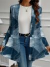 Stylish and comfortable womens oversized denim print jacket from Newness Perfect for any season dress it up or down