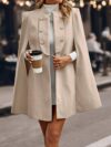 Beige womens A line cape coat elegant and sophisticated perfect for spring Ideal for office to party transitions